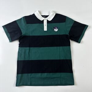 NEW Malbon WIZ Striped Polo Shirt Men's Black/Forest Size Large